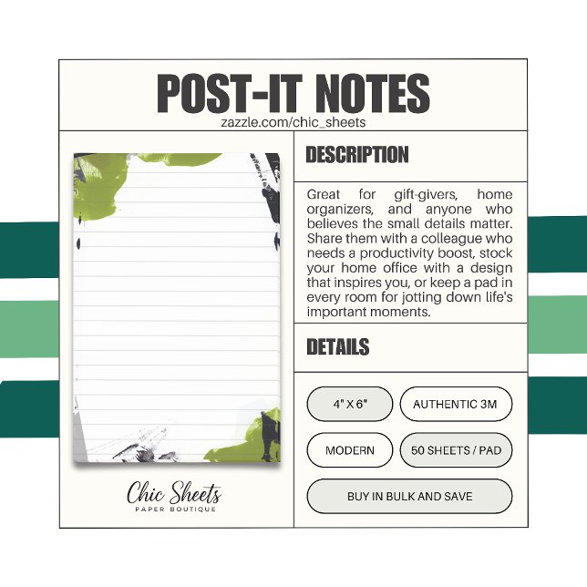 Svarta & gröna abstrakta design 3M Post-it® Notes Post-it Block (Skapare uppladdad)