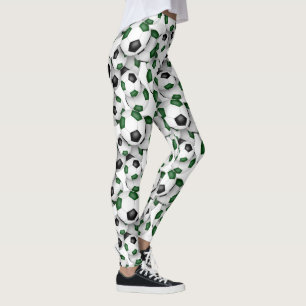 svarta gröna teamfärger fotbollar mönster leggings