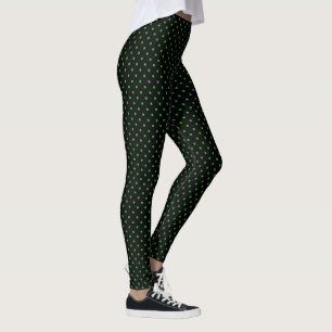 Svarta Grönten Polka dots Mönster Leggings