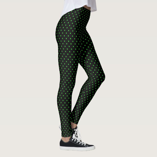 Svarta Grönten Polka dots Mönster Leggings (Höger)