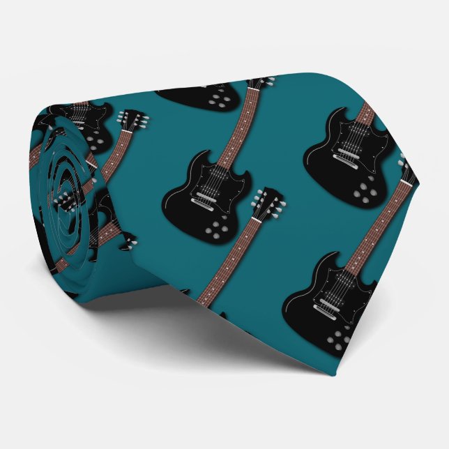 Svarta Guitars om Teal Musician Band Slips (Rullad)