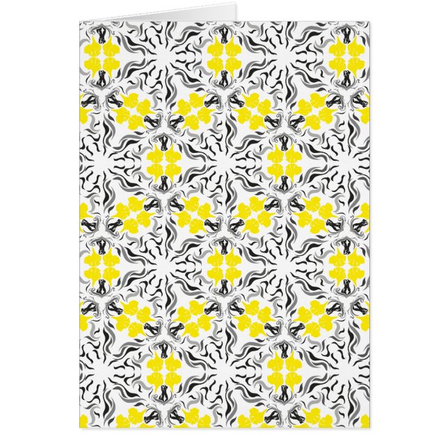 Svarta gula Grand daner Hälsningskort (Framsidan)