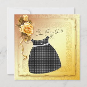 Svarta gula ros baby shower inbjudningar