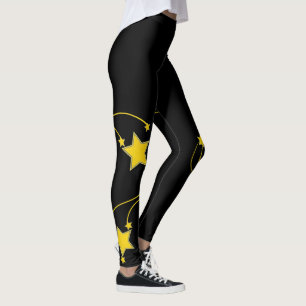 Svarta gula stjärnor Leggings
