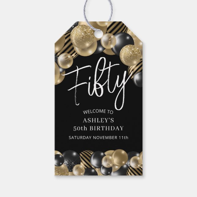 Svarta Guld 50:e födelsedagen Presentetikett (Framsidan)