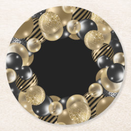 Svarta Guld 50:e födelsedagen Underlägg Papper Rund