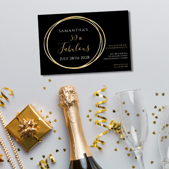 Svarta Guld 50:e Födelsedagsfesten Inbjudningar (Skapare uppladdad)
