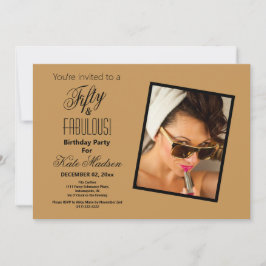 Svarta & Guld 50 och FABULÖSA! Födelsedagsfest Inbjudningar