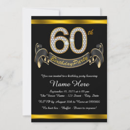 Svarta Guld 60:e Födelsedagsfesten Inbjudningar