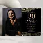 Svarta Guld Agate Bild 30års födelsedag Party Inbjudningar<br><div class="desc">Det här är en inbjudan från Elegant Black Guld Agate Anpassningsbar Bild Photo 30års födelsedag Party!</div>