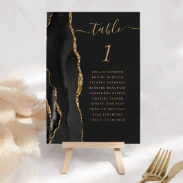 Svarta Guld Agate Mörk Bröllop Bordsnummer