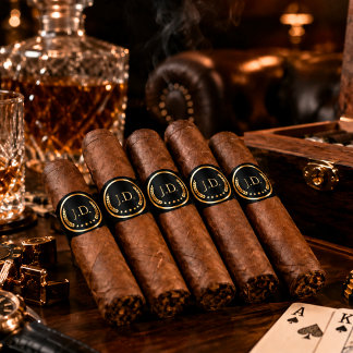 Svarta & Guld Anpassade Cigarrettband Returadress Etikett