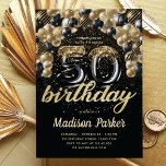 Svarta Guld-ballongen Glitter, 50:e födelsedag Inbjudningar<br><div class="desc">Utformning av Luxury Birthday Black Guld Balloon Glitter. Matchningsprodukter finns i Vuxen av Luxury Black Guld på födelsedagen.</div>