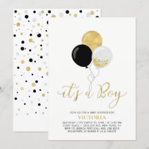 Svarta & Guld Ballonger | Det är en Pojke Baby Sho