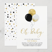Svarta & Guld Ballonger | Oh Baby Pojke Baby Showe