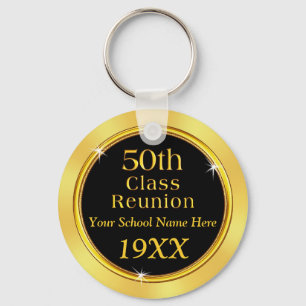 Svarta, Guld Billigt 50th Class Reunion Party favo Nyckelring