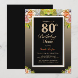 Svarta Guld-Blommigten 80:e födelsedag Inbjudningar