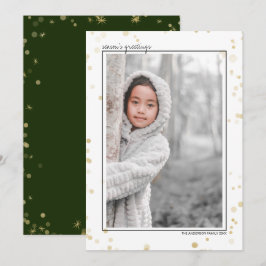 Svarta & Guld Bokeh Stjärnor Julhälsning Foto Julkort