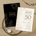 Svarta Guld botaniska överraskningen 50:e födelsed Inbjudningar<br><div class="desc">Svarta Guld,  botaniska överraskningen 50:e födelsedagsinbjudan. Minimalistisk modern femininin-design har botaniska accenter och typiska typsnitt. Enkel perfekt för inbjudan-kort i blommigt för en snyggt kvinnlig överraskning i firande.</div>