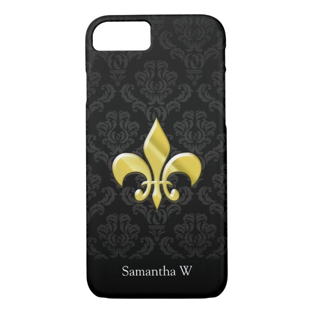 Svarta Guld-dammsparken Fleur de Lis Case-Mate iPhone Skal (Baksida)