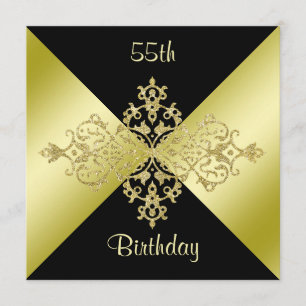 Svarta & Guld Elegance 55:e födelsedagen Inbjudningar