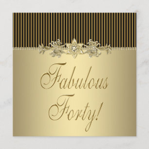 Svarta Guld Eleganten Kvinna 40:e födelsedag Party Inbjudningar