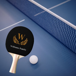 Svarta guld-familjens monogram namn laurel-utandni pingisracket