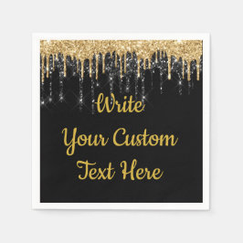 Svarta Guld Födelsedagsfest Servetter Jubileum