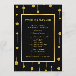 Svarta, guld foil modern bröllop parets dusch inbjudningar