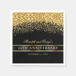 Svarta Guld Glitter 50-årsdagen Pappersservett