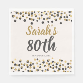 Svarta Guld Glitter 80:e födelsedagen Pappersservett