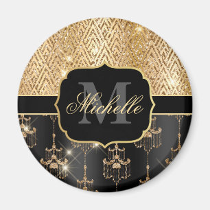 Svarta & Guld Glitter Glam Taklampor & Art Deco Magnet