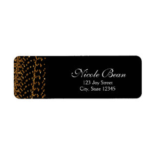 Svarta & Guld Glitter Glamour Chic Adressetiketter Returadress Etikett