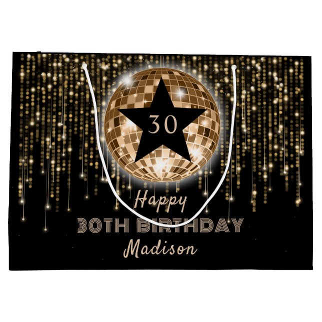 Svarta Guld Glitter Lycklig 30års födelsedag (Baksidan)