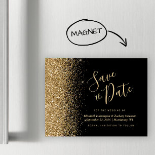 Svarta Guld Glitter, Magnetic Bröllop spara datum