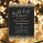 Svarta Guld Glitter oavsett ålder 30års födelsedag Inbjudningar<br><div class="desc">Firar att vi vrider 30 år och glittrar stil med den här svarta Guld-Glitter när som helst på födelsedagsinbjudan! Den här inbjudan är en perfekt för elegant party och milstolpar. Det kan redigeras helt och hållet, det kan anpassas med alla ålders-, namn- och party-detaljer - skapar det perfekt för 30års...</div>