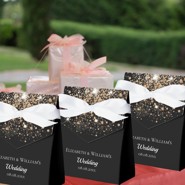 Svarta guld glitter tackar er bröllop presentaskar (Skapare uppladdad)