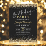 Svarta Guld Glitter vid 40:e födelsedag Inbjudningar<br><div class="desc">Fira en fantastisk 40-årsdag i mousserande stil med den här svarta Guld Glitter i alla åldrar. Designad med en slimmad svart bakgrund och skuggande faux guld glitter accents, ger denna inbjudan en modern elegans till vilken milstolpe firande som helst. Oavsett om du planerar en uppskalningsmiddag eller ett levande party kan...</div>