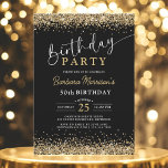Svarta Guld Glitter vid 50:e födelsedag Inbjudningar<br><div class="desc">Se till att deras 50-årsdag lyser med den här svarta Guld Glitter vilken ålder som helst på födelsedagsinbjudan! Den här utformningen har en fetstilt svart bakgrund med bländande faux glitter-accenter från guld, och är perfekt för en chic och elegant firande. Du kan anpassa namn, milstolpe, datum och händelseinformation i alla...</div>