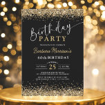 Svarta Guld Glitter vid 60 års ålder Inbjudningar<br><div class="desc">Fira en fantastisk 60:e plats i stil med denna svarta inbjudan till Guld Glitter på födelsedagen! Designad med en slimmad svart bakgrund och mousserande faux guld glitter accents, ger denna inbjudan elegans och glam till alla milstolpar firande. Perfekt för en 60-årsdag - eller i vilken ålder som helst - är...</div>
