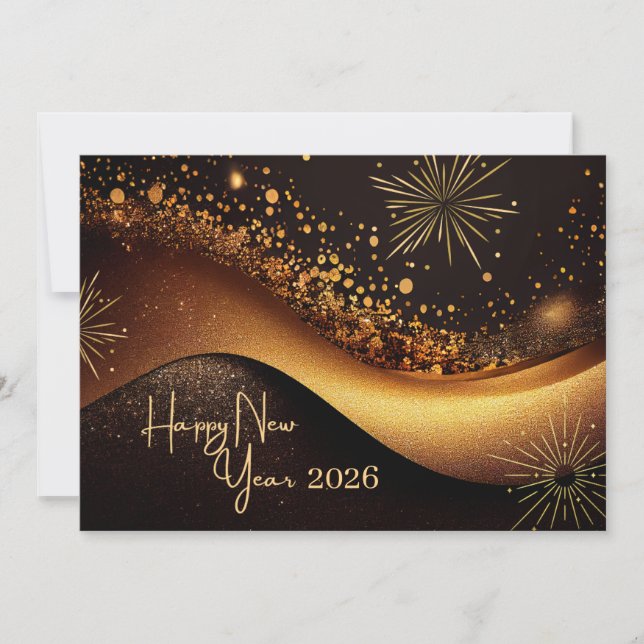 Svarta Guld Gott nytt år Julkort (Framsida)