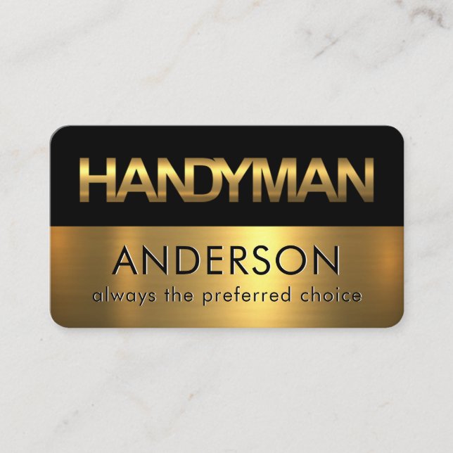 Svarta Guld Handyman Skyltskikt Visitkort (Framsida)