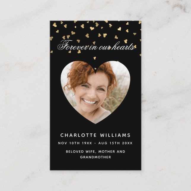 Svarta guld-hjärtan - fotbolls-bönekort visitkort (Framsida)