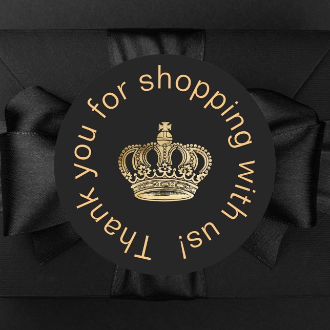 Svarta guld krona tack runt klistermärke (Skapare uppladdad)