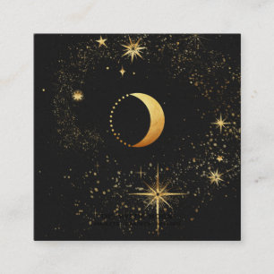 *~* Svarta Guld Lunar Stars Mystic Måne Fyrkantigt Visitkort