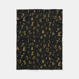 Svarta Guld-lyxnummer Valutasymboler Mönster Fleecefilt