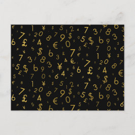 Svarta Guld-lyxnummer Valutasymboler Mönster Helg Vykort