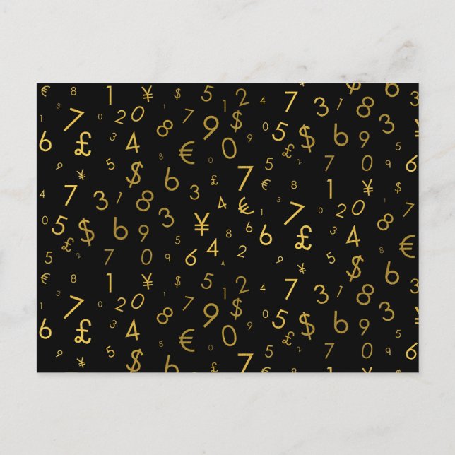 Svarta Guld-lyxnummer Valutasymboler Mönster Helg Vykort (Framsida)