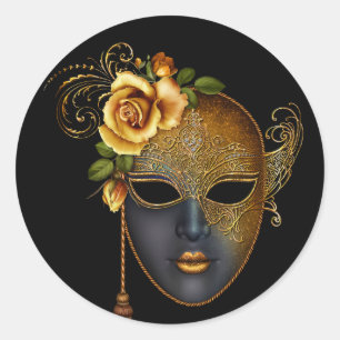 Svarta Guld Maskerad Fest Klistermärken