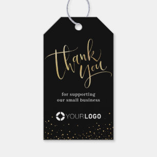 Svarta & Guld Modern calligraphy Business Tack Presentetikett